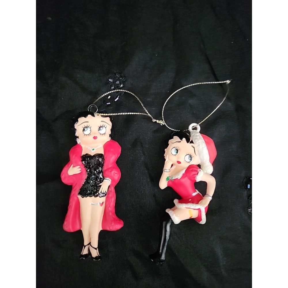 Vintage Kurt Adler Betty Boop Resin Christmas Ornaments Set of 2